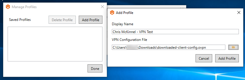 Screen shot of the create profile screen.