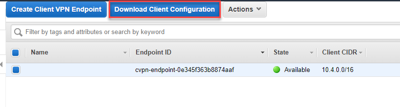 Screen shot of the test EC2 instance security group.