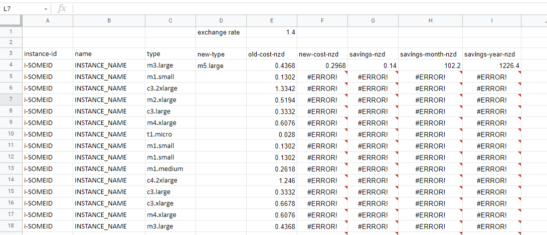 Screen shot of the extended formulas.