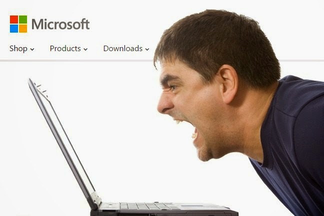 Man yelling at Microsoft website.