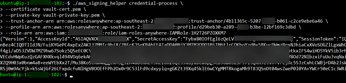 Screen shot of signer helper output.